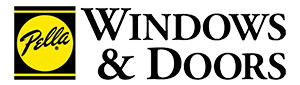 Pella Windows & Doors logo, trusted supplier for Wolf River Construction projects.