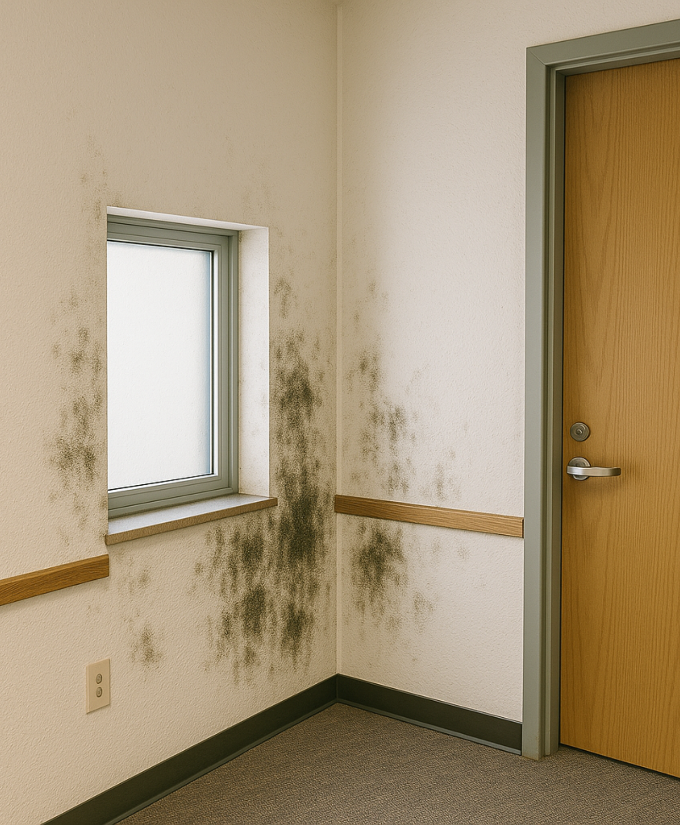 Mold growth on wall near window