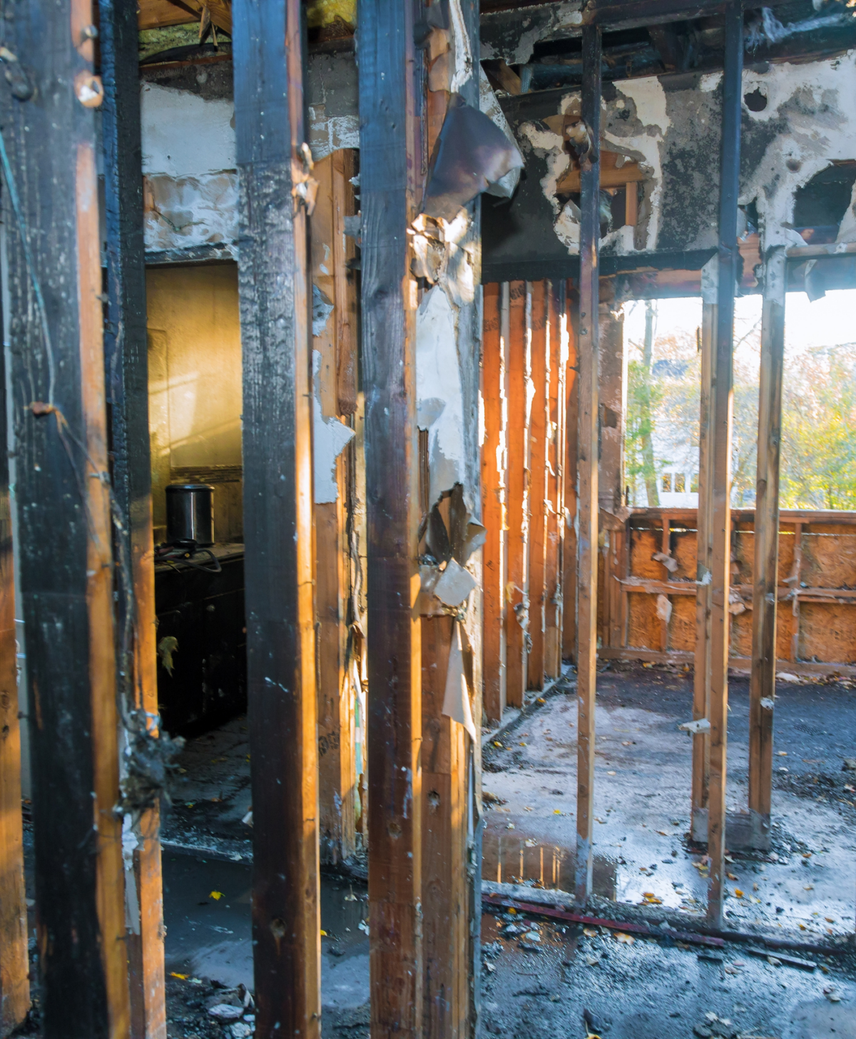 2 Interior of home with fire damage.
