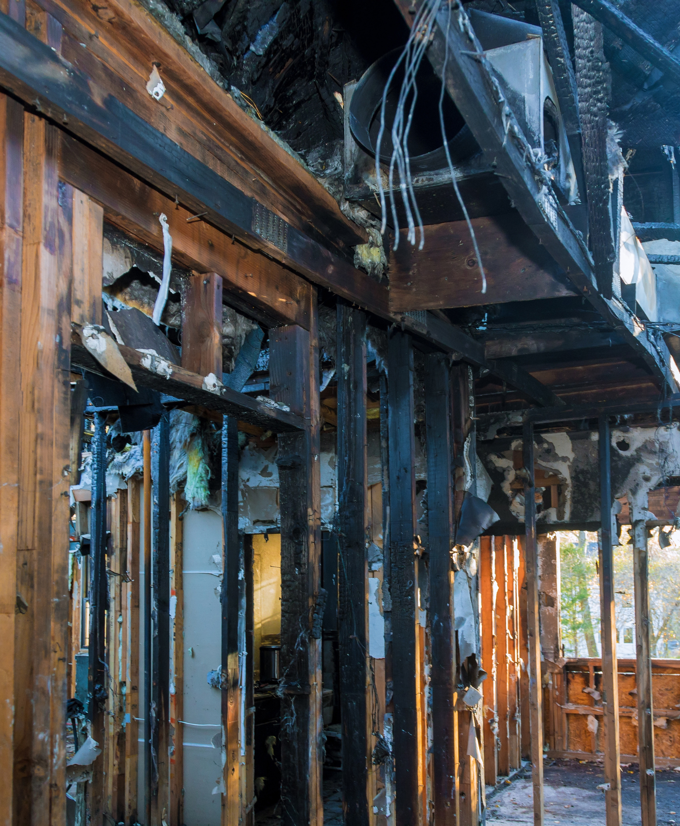 Fire damage to a commercial building